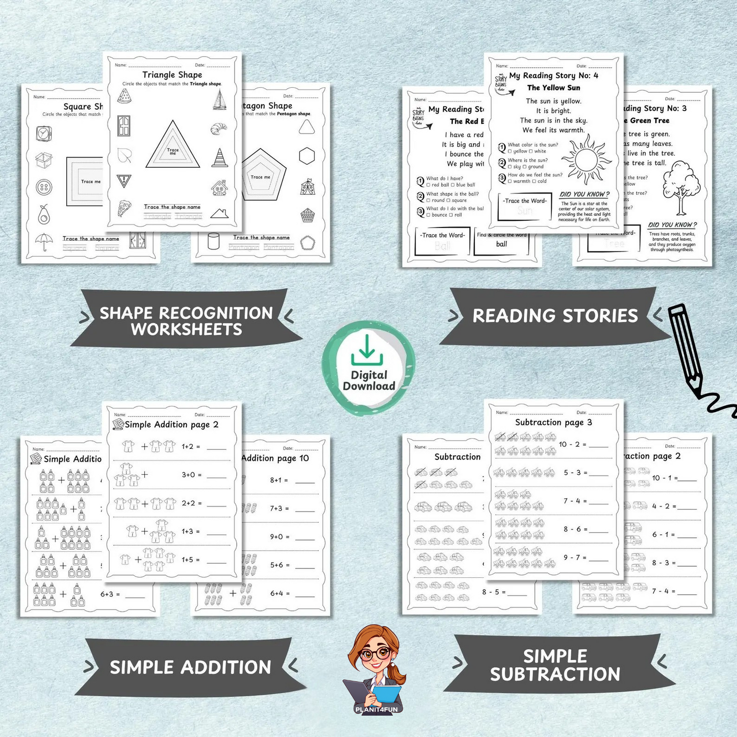 825+ Page Preschool Learning Worksheets Bundle