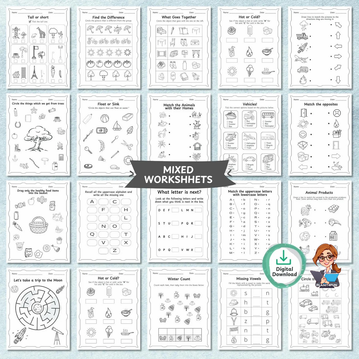 825+ Page Preschool Learning Worksheets Bundle