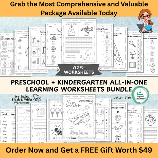 825+ Page Preschool Learning Worksheets Bundle
